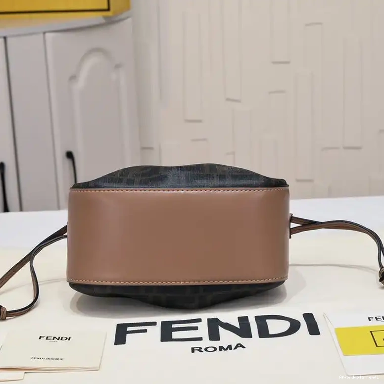 Affordable Affordable Pomodorino Bucket Fabric Mini In Brown Fendi Motif FF Bag 0420